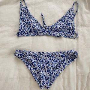 Cute White and Blue Bikini Set